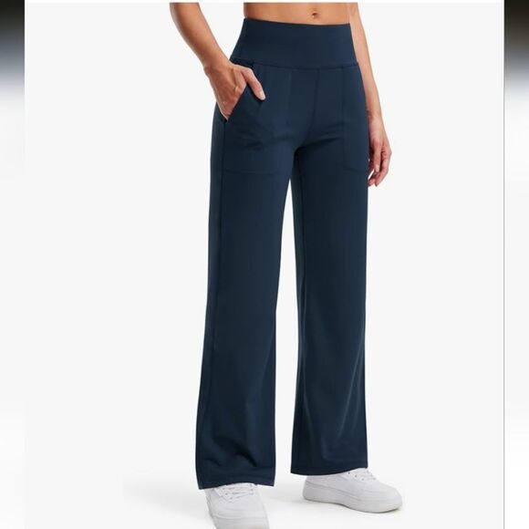 NWT Libin Wide Leg Yoga Pants Navy Blue With Pockets Size S - Picture 10 of 12
